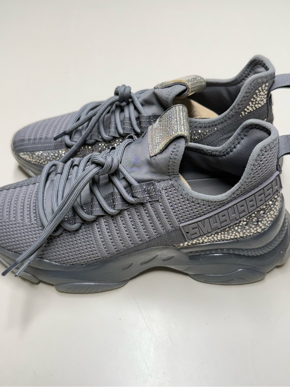 Steve Madden Maxima-R Iridescent Rhinestone Sneakers Women Size 9.5